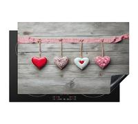 KitchenYeah© Copertura Tappetino Piano Induzione 81x52 cm Cucina Coprifornelli Protezione per Piano Induzione Cuore - Amore - Rosso - Rosa