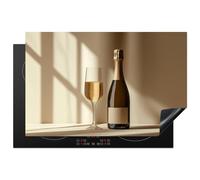 KitchenYeah© Copertura Tappetino Piano Induzione 81x52 cm Cucina Coprifornelli Protezione per Piano Induzione Champagne - Beige - Ombra - Bollicine