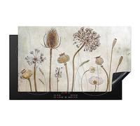 KitchenYeah© Copertura Tappetino Piano Induzione 91x52 cm Cucina Coprifornelli Protezione per Piano Induzione Fiori - Acquerello - Natura morta - Marrone - Vintage