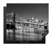 KitchenYeah© Copri Piano Cottura 58x51 cm Coprifornelli Tappetino per Induzione Fornello Tutto per la Cucina Ponte di Brooklyn - Skyline - Bianco e nero - New York