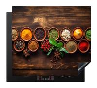 KitchenYeah© Copri Piano Cottura 59x52 cm Coprifornelli Tappetino per Induzione Fornello Tutto per la Cucina Erbe - Spezie - Menta - Stampa su legno