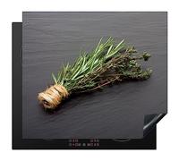 KitchenYeah© Copri Piano Cottura 60x52 cm Coprifornelli Tappetino per Induzione Fornello Tutto per la Cucina Timo - Erbe - Verde - Cucina - Pietra