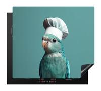KitchenYeah© Copri Piano Cottura 60x52 cm Coprifornelli Tappetino per Induzione Fornello Tutto per la Cucina Parrocchetto - Uccello - Cappello da Cuocu - Carino