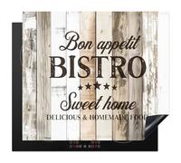 KitchenYeah© Copri Piano Cottura 60x52 cm Coprifornelli Tappetino per Induzione Fornello Tutto per la Cucina Legno - Buon appetito - Grigio