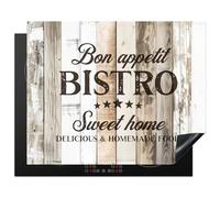KitchenYeah© Copri Piano Cottura 65x52 cm Coprifornelli Tappetino per Induzione Fornello Tutto per la Cucina Legno - Buon appetito - Grigio