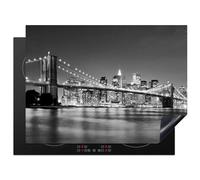 KitchenYeah© Copri Piano Cottura 71x52 cm Coprifornelli Tappetino per Induzione Fornello Tutto per la Cucina Ponte di Brooklyn - Skyline - Bianco e nero - New York