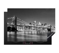 KitchenYeah© Copri Piano Cottura 75x52 cm Coprifornelli Tappetino per Induzione Fornello Tutto per la Cucina Ponte di Brooklyn - Skyline - Bianco e nero - New York