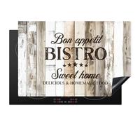 KitchenYeah© Copri Piano Cottura 76x51 cm Coprifornelli Tappetino per Induzione Fornello Tutto per la Cucina Legno - Buon appetito - Grigio