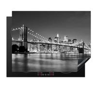 KitchenYeah© Copri Piano Cottura 77x59 cm Coprifornelli Tappetino per Induzione Fornello Tutto per la Cucina Ponte di Brooklyn - Skyline - Bianco e nero - New York