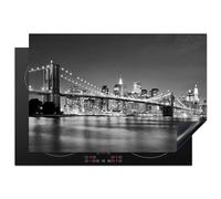 KitchenYeah© Copri Piano Cottura 78x52 cm Coprifornelli Tappetino per Induzione Fornello Tutto per la Cucina Ponte di Brooklyn - Skyline - Bianco e nero - New York