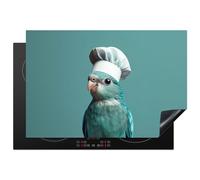 KitchenYeah© Copri Piano Cottura 78x52 cm Coprifornelli Tappetino per Induzione Fornello Tutto per la Cucina Parrocchetto - Uccello - Cappello da Cuocu - Carino