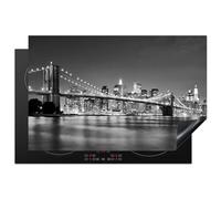 KitchenYeah© Copri Piano Cottura 80x52 cm Coprifornelli Tappetino per Induzione Fornello Tutto per la Cucina Ponte di Brooklyn - Skyline - Bianco e nero - New York