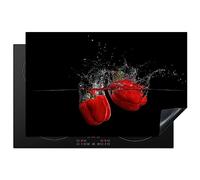 KitchenYeah© Copri Piano Cottura 81x52 cm Coprifornelli Tappetino per Induzione Fornello Tutto per la Cucina Pepe - Verdura - Natura morta - Acqua - Rosso