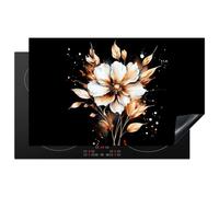 KitchenYeah© Copri Piano Cottura 85x52 cm Coprifornelli Tappetino per Induzione Fornello Tutto per la Cucina Fiore - Vernice - Oro - Graffiti - Moderno