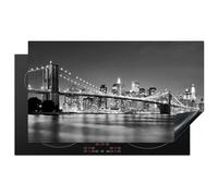 KitchenYeah© Copri Piano Cottura 90x52 cm Coprifornelli Tappetino per Induzione Fornello Tutto per la Cucina Ponte di Brooklyn - Skyline - Bianco e nero - New York