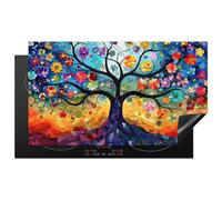 KitchenYeah© Copri Piano Cottura 90x52 cm Coprifornelli Tappetino per Induzione Fornello Tutto per la Cucina Albero della vita - Colori - Albero
