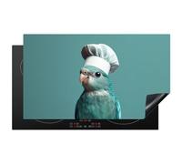 KitchenYeah© Copri Piano Cottura 91x52 cm Coprifornelli Tappetino per Induzione Fornello Tutto per la Cucina Parrocchetto - Uccello - Cappello da Cuocu - Carino