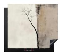 KitchenYeah© Copri Piano Cottura Induzione 59x51 cm Coprifornelli Fornello Proteggi Tutto per la Cucina Fornelli Wabi Sabi - Pianta - Beige