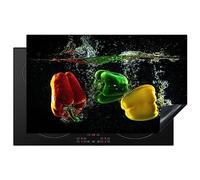 KitchenYeah© Copri Piano Cottura Induzione 83x51 cm Coprifornelli Fornello Proteggi Tutto per la Cucina Fornelli Pepe - Verdura - Acqua - Nero - Rosso - Verde - Giallo
