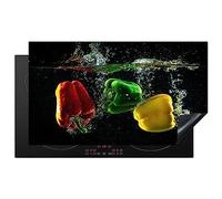 KitchenYeah© Copri Piano Cottura Induzione 91x52 cm Coprifornelli Fornello Proteggi Tutto per la Cucina Fornelli Pepe - Verdura - Acqua - Nero - Rosso - Verde - Giallo