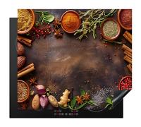 KitchenYeah© Copri Piano Induzione 58x51 cm Cucina Coprifornelli Copertura Protezione Cottura Tutto per la Cucina Spezie - Erbe - Bastoncini di cannella - Stampa su legno