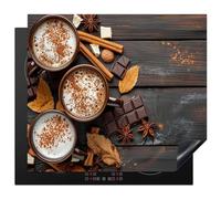KitchenYeah© Copri Piano Induzione 59x52 cm Cucina Coprifornelli Copertura Protezione Cottura Tutto per la Cucina Cioccolato - Autunno - Foglie - Stampa su legno - Natura morta - Cannella