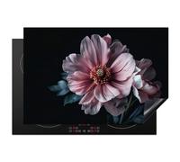 KitchenYeah© Copri Piano Induzione 77x51 cm Cucina Coprifornelli Copertura Protezione Cottura Tutto per la Cucina Fiore - Rosa - Botanica - Nero - Natura morta - Natura