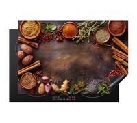 KitchenYeah© Copri Piano Induzione 78x52 cm Cucina Coprifornelli Copertura Protezione Cottura Tutto per la Cucina Spezie - Erbe - Bastoncini di cannella - Stampa su legno