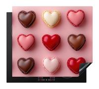 KitchenYeah© Cubre Vitrocerámica - Protector Vitroceramica Induccion 60x52 cm - Tapa Vitroceramica - Protector de Vitroceramica Macarrones - Corazón - Colorido - Rosa - Regalos San Valentin Hombre