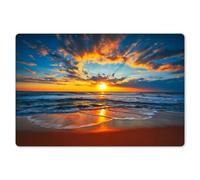 KitchenYeah© Kit Tovagliette Plastica Lavabili 6 Pezzi 45x30 cm Tovaglietta Americana Lavabile Antiscivolo per Tavolo da Pranzo Mare - Tramonto - Spiaggia - Nuvole - Arancione