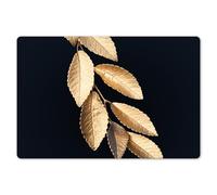 KitchenYeah© Kit Tovagliette Plastica Lavabili 6 Pezzi 45x30 cm Tovaglietta Americana Lavabile Antiscivolo per Tavolo da Pranzo Foglie - Nero - Oro - Lusso - Piante