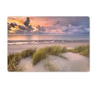 KitchenYeah© Kit Tovagliette Plastica Lavabili 6 Pezzi 45x30 cm Tovaglietta Americana Lavabile Antiscivolo per Tavolo da Pranzo Tramonto - Duna - Spiaggia - Piante - Mare