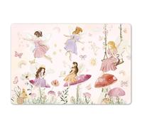 KitchenYeah© Kit Tovagliette Plastica Lavabili 6 Pezzi 45x30 cm Tovaglietta Americana Lavabile Antiscivolo per Tavolo da Pranzo Fate - Principesse - Fiori - Ragazze - Rosa - Bambini