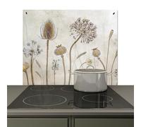 KitchenYeah© Pannelli Paraschizzi x Cucina Lastra Alzatina Paraspruzzi | 57x51 cm - Pannello Cucine, Para Schizzi Per Piano Cottura Fiori - Acquerello - Natura Morta - Marrone - Vintage