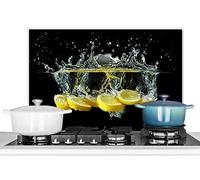KitchenYeah© Pannelli Paraschizzi x Cucina Lastra in Alluminio 60x40 cm Alzatina Paraspruzzi Pannello per Cucine Limone - Frutta - Giallo - Natura Morta - Acqua
