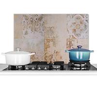 KitchenYeah© Pannelli Paraschizzi x Cucina Lastra in Alluminio 70x50 cm Alzatina Paraspruzzi Pannello per Cucine Piastrelle - Vintage - Marrone - Antico