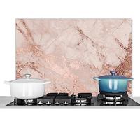 KitchenYeah© Pannelli Paraschizzi x Cucina Lastra in Alluminio 90x60 cm Alzatina Paraspruzzi Pannello per Cucine Marmo - Rosa - Lusso - Aspetto del Marmo - Glitter - Design