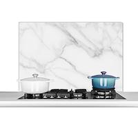 KitchenYeah© Pannelli Paraschizzi x Cucina Lastra in Alluminio Alzatina | 100x65 cm - Paraspruzzi Pannello per Cucine Marmo - Strutturato - Bianco - Grigio - Pietra - Aspetto del marmo