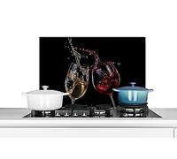 KitchenYeah© Pannelli Paraschizzi x Cucina Lastra in Alluminio Alzatina | 70x50 cm - Paraspruzzi Pannello per Cucine Vino rosso - Vino bianco - Vetro - Nero