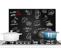 KitchenYeah© Pannelli Paraschizzi x Cucina Lastra in Alluminio Alzatina | 70x50 cm - Paraspruzzi Pannello per Cucine Italiano - Erbe - Spezie - Pizza - Spaghetti - Italia - Buon Appetito
