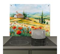 KitchenYeah© Pannello Paraschizzi da Cucina 60x52 cm Alzatina Top Decorazioni Pannelli Paraspruzzi, Copri Piano Cottura Fiori - Paesaggio - Natura - Aspetto Dipinto
