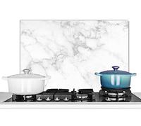 KitchenYeah© Pannello Paraschizzi da Cucina Alluminio 70x50 cm Alzatina Top Decorazioni Pannelli Paraspruzzi Marmo - Grigio - Bianco - Struttura in Marmo