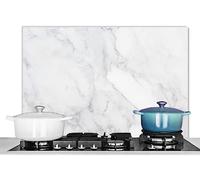 KitchenYeah© Pannello Paraschizzi da Cucina Alluminio 90x60 cm Alzatina Top Decorazioni Pannelli Paraspruzzi Marmo - Bianco - Grigio - Lusso - Aspetto Marmo - Pietra
