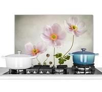 KitchenYeah© Pannello Paraschizzi da Cucina Alluminio Alzatina Top | 60x40 cm - Decorazioni Pannelli Paraspruzzi Fiori - Natura morta - Pittura a olio - Papavero - Rosa