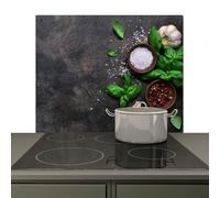KitchenYeah© Paraschizzi Cucina 59x51 cm Pannello Dietro Piano Cottura Fornelli a Gas Paraspruzzi, Protezione Induzione Spezie - Natura Morta - Calcestruzzo