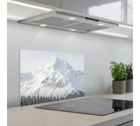 KitchenYeah© Paraschizzi Cucina Adesivo 40x60 cm Pannello Parete Paraspruzzi Pannelli Retro Montagna - Neve - Inverno - Natura - Bianco