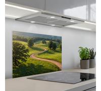 KitchenYeah© Paraschizzi Cucina Adesivo 50x70 cm Pannello Parete per Paraspruzzi Adesivi Muro Strada - Prato - Natura - Verde