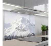 KitchenYeah© Paraschizzi Cucina Adesivo 55x80 cm Pannello Parete Paraspruzzi Pannelli Retro Montagna - Neve - Inverno - Natura - Bianco