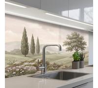 KitchenYeah© Paraschizzi Cucina Adesivo 60x100 cm Pannello Parete Paraspruzzi Pannelli Retro Collina - Alberi - Natura - Verde