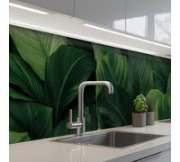 KitchenYeah© Paraschizzi Cucina Adesivo 60x300 cm Pannello Parete per Paraspruzzi Adesivi Muro Natura - Tropicale - Foglie - Verde